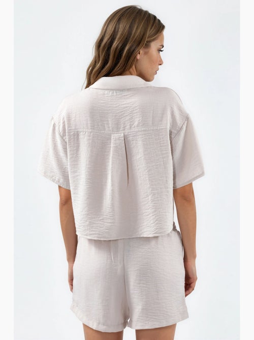 Camisa corta texturizada con cierre de botones busem - Kiabi