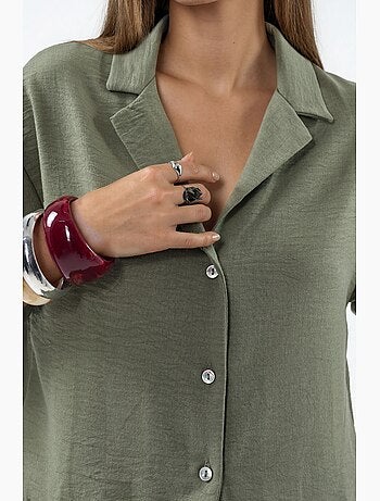 Camisa corta texturizada con cierre de botones busem