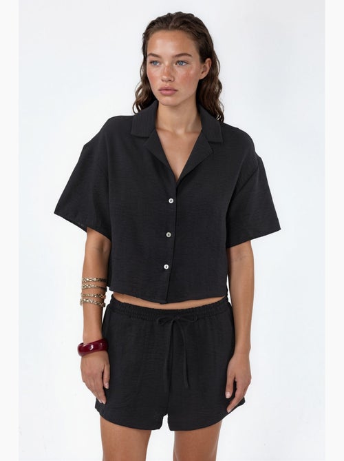 Camisa corta texturizada con cierre de botones busem - Kiabi