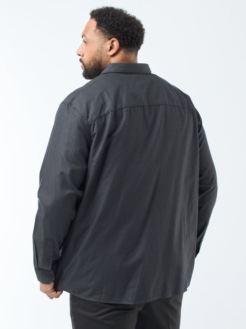 Camisa corte recto dobby Negro - Kiabi