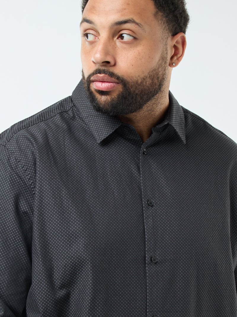 Camisa corte recto dobby Negro - Kiabi