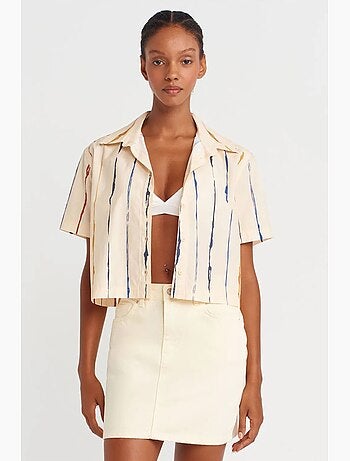 Camisa crop a rayas de mujer dilvin