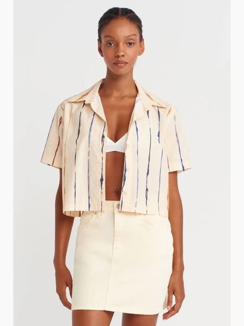 Camisa crop a rayas de mujer dilvin - Kiabi Camisa crop a rayas de mujer dilvin - Kiabi