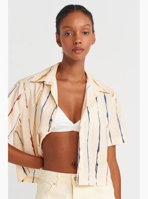 Camisa crop a rayas de mujer dilvin - Kiabi Camisa crop a rayas de mujer dilvin - Kiabi