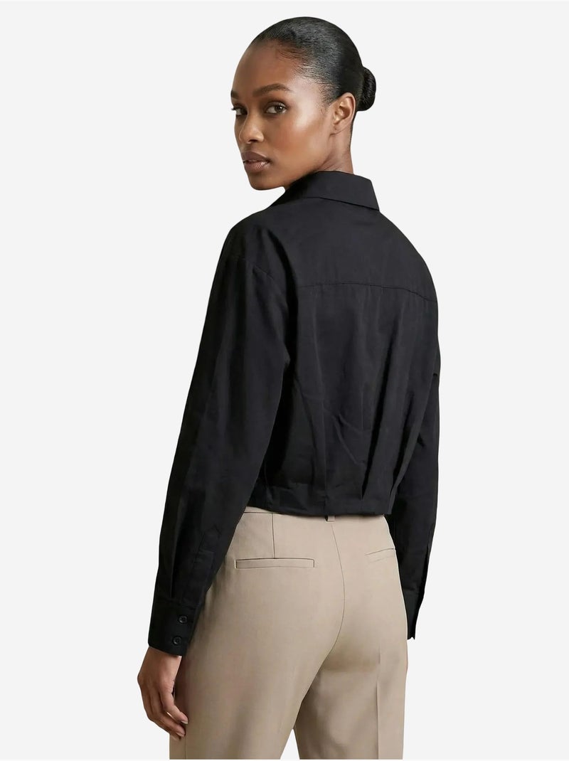 Camisa crop casual abotonada my fashion Negro - Kiabi