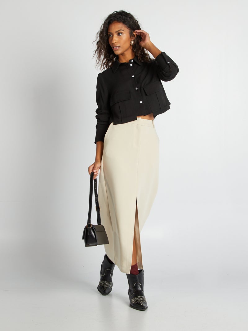 Camisa crop de manga larga NEGRO - Kiabi