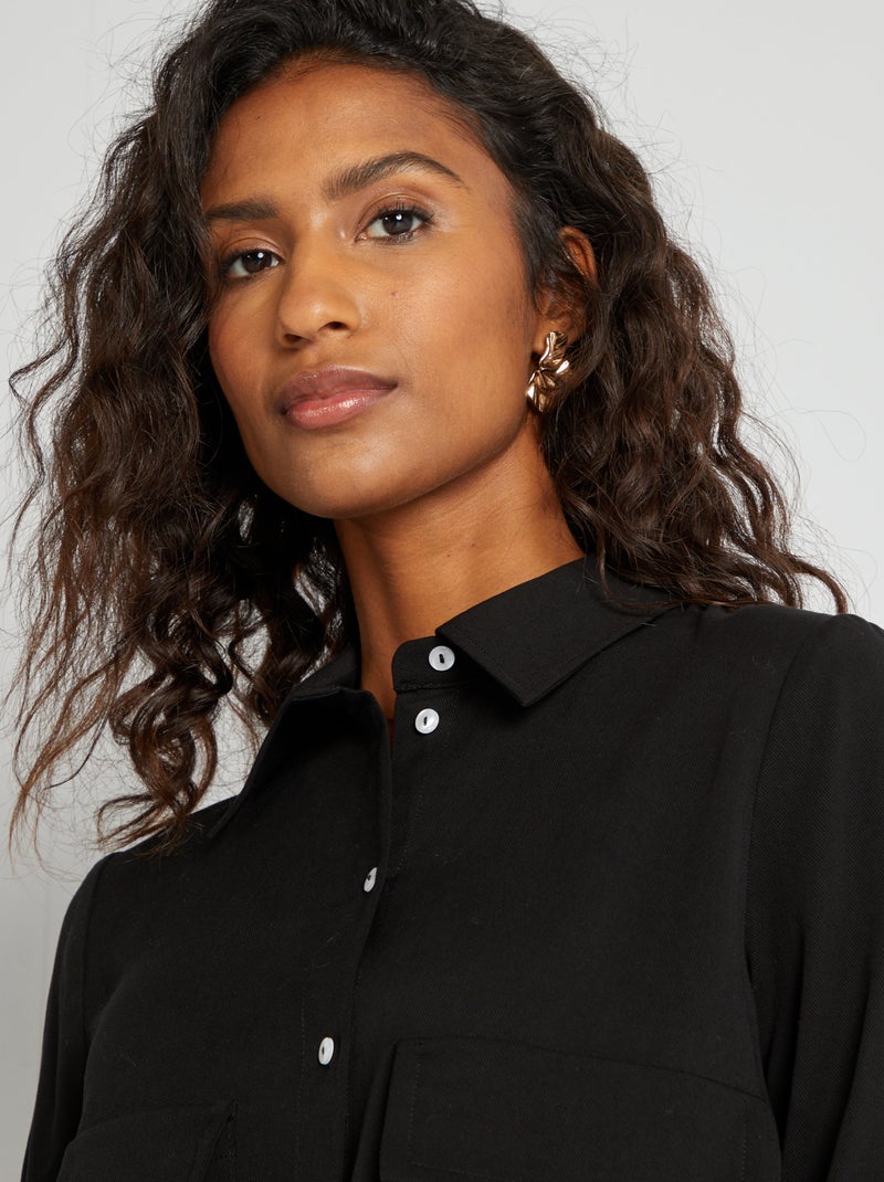 Camisa crop de manga larga NEGRO - Kiabi