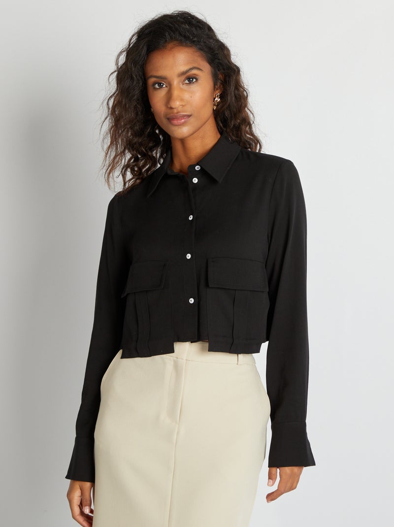 Camisa crop de manga larga NEGRO - Kiabi