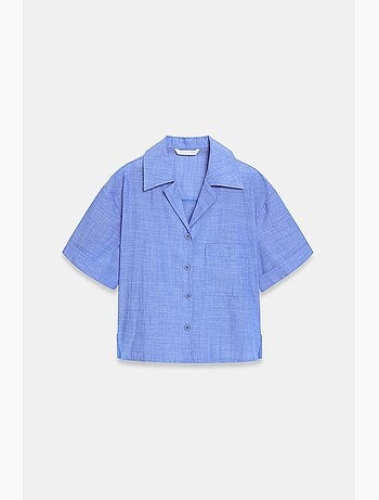 Camisa crop de mujer de popelina de algodón dilvin