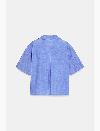 Camisa crop de mujer de popelina de algodón dilvin