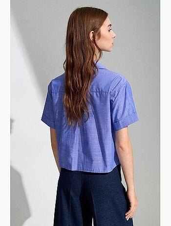 Camisa crop de mujer de popelina de algodón dilvin