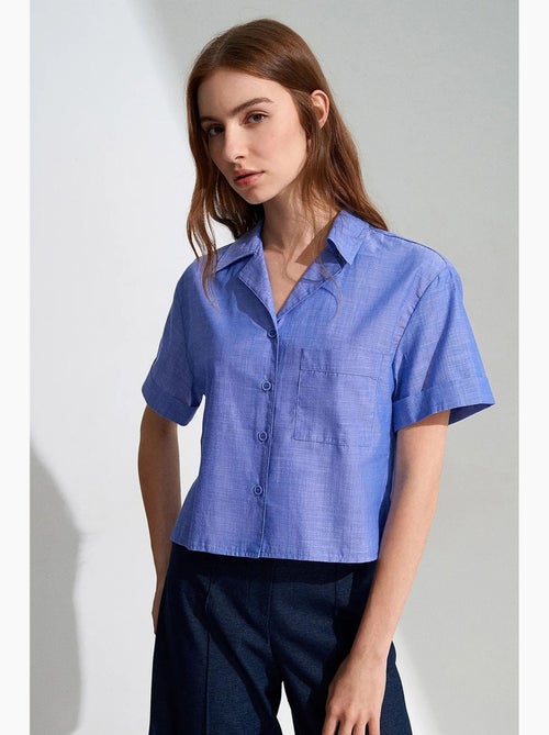 Camisa crop de mujer de popelina de algodón dilvin - Kiabi Camisa crop de mujer de popelina de algodón dilvin - Kiabi