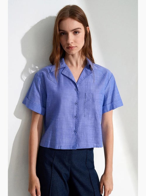 Camisa crop de mujer de popelina de algodón dilvin - Kiabi Camisa crop de mujer de popelina de algodón dilvin - Kiabi