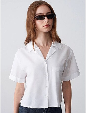 Camisa crop de mujer de popelina de algodón dilvin
