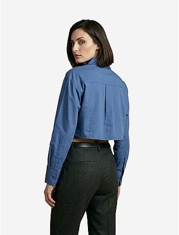 Camisa crop de popelina de algodón my fashion