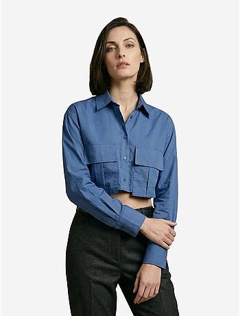 Camisa crop de popelina de algodón my fashion