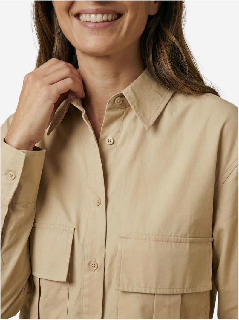 Camisa crop de popelina de algodón my fashion Camel - Kiabi