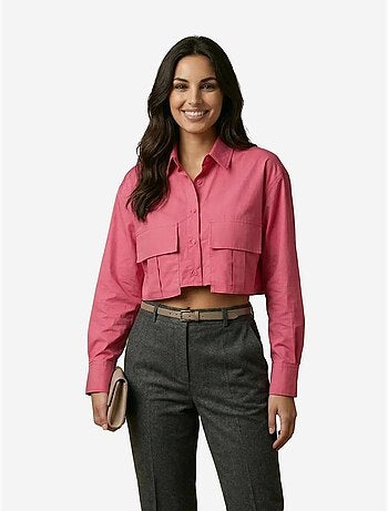 Camisa crop de popelina de algodón my fashion