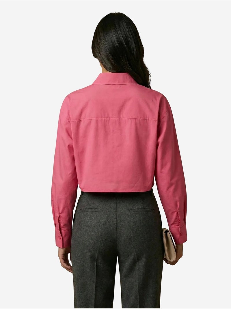 Camisa crop de popelina de algodón my fashion Magenta - Kiabi