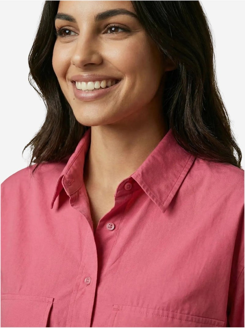 Camisa crop de popelina de algodón my fashion Magenta - Kiabi