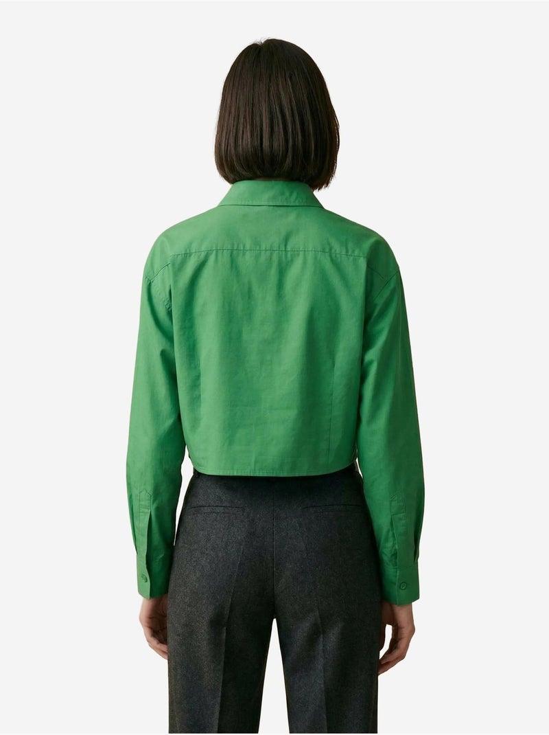 Camisa crop de popelina de algodón my fashion Verde - Kiabi