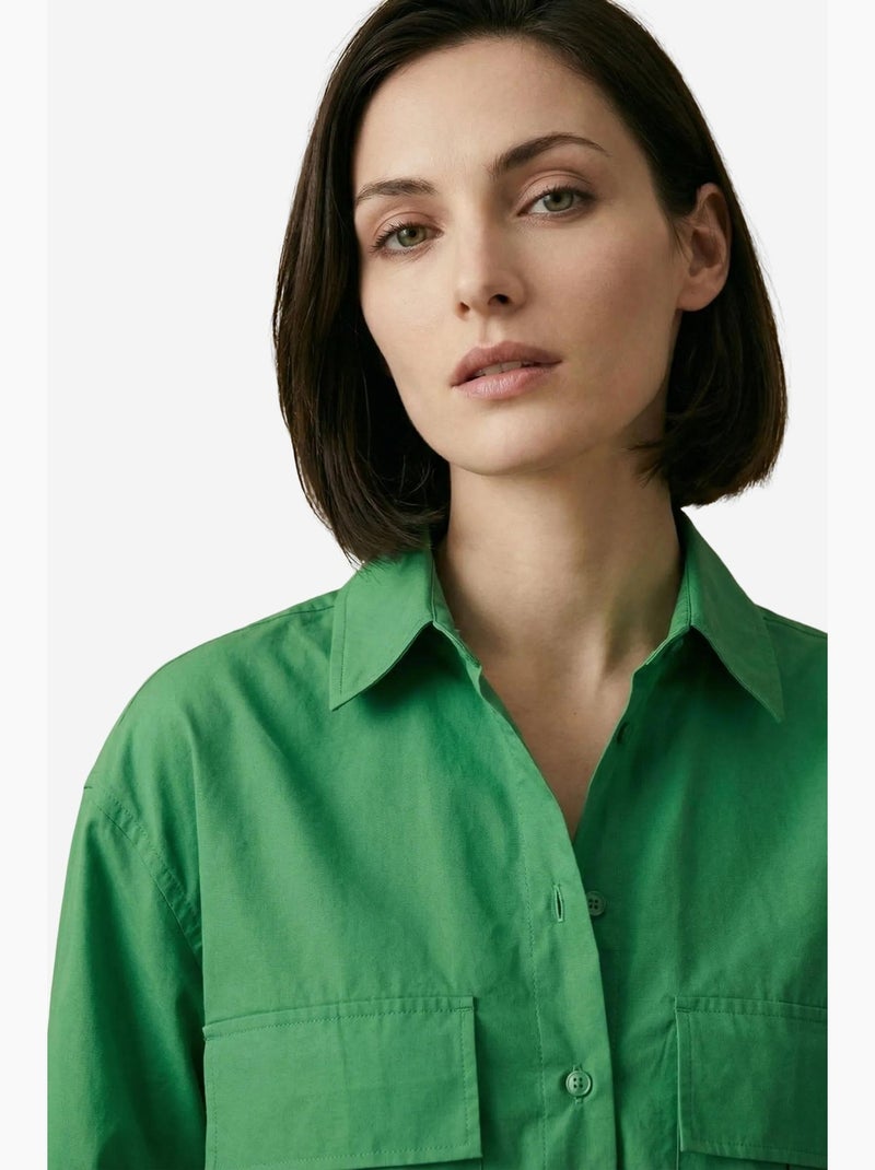 Camisa crop de popelina de algodón my fashion Verde - Kiabi