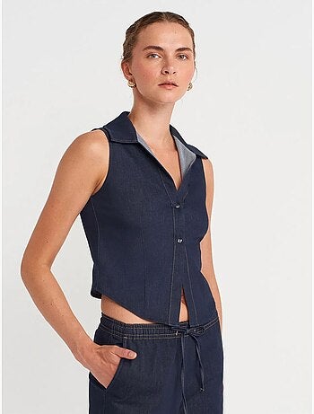 Camisa crop entallada sin mangas dilvin