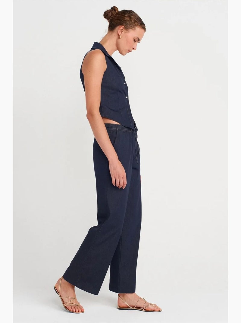 Camisa crop entallada sin mangas dilvin Azul marino - Kiabi