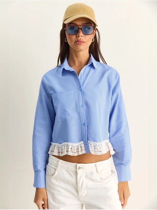 Camisa cropped a rayas con botones delanteros lucci - Kiabi Camisa cropped a rayas con botones delanteros lucci - Kiabi