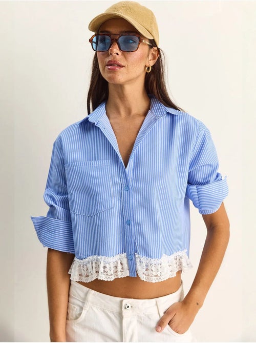 Camisa cropped a rayas con botones delanteros lucci - Kiabi Camisa cropped a rayas con botones delanteros lucci - Kiabi