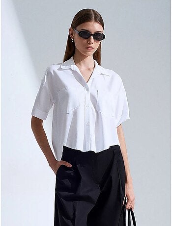 Camisa cropped de mujer con bolsillo dilvin