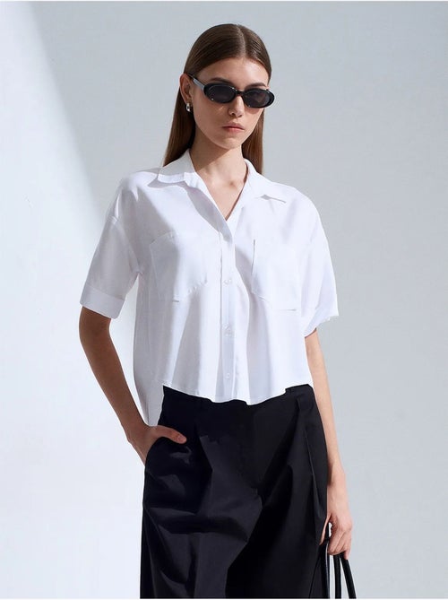 Camisa cropped de mujer con bolsillo dilvin - Kiabi Camisa cropped de mujer con bolsillo dilvin - Kiabi