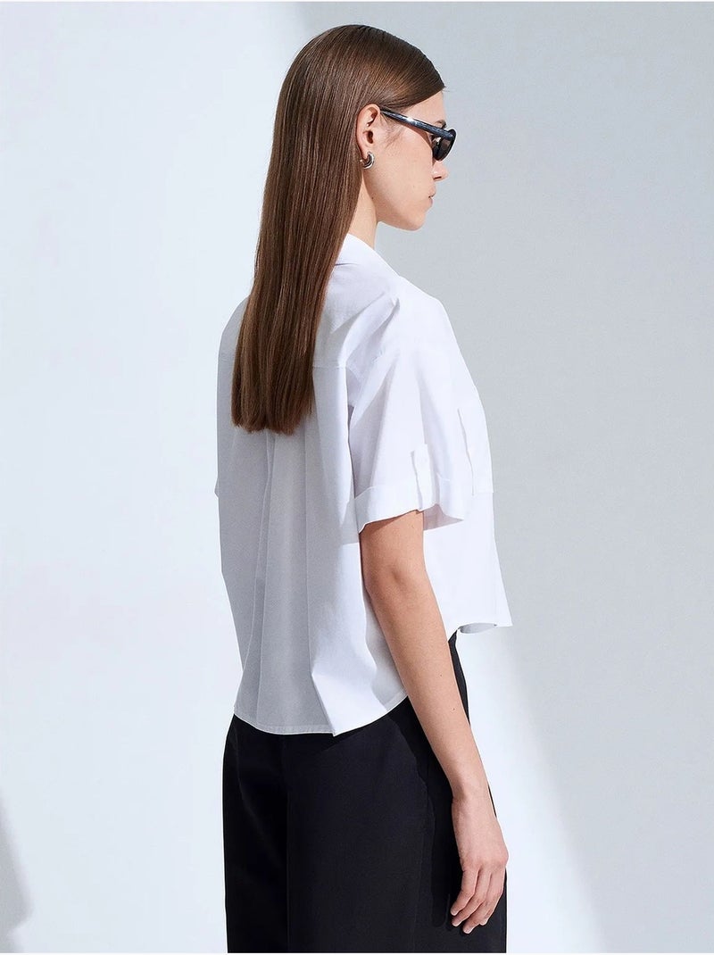 Camisa cropped de mujer con bolsillo dilvin Blanco - Kiabi