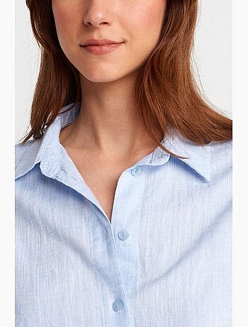 Camisa cropped de mujer de mezcla de lino dilvin