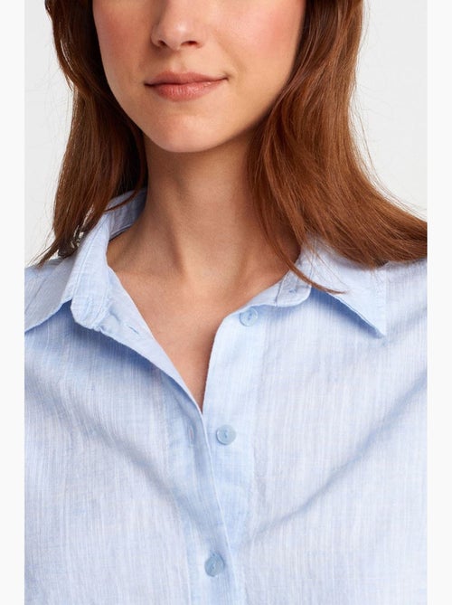 Camisa cropped de mujer de mezcla de lino dilvin - Kiabi Camisa cropped de mujer de mezcla de lino dilvin - Kiabi