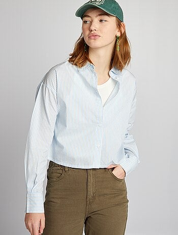 Camisa cropped de popelina