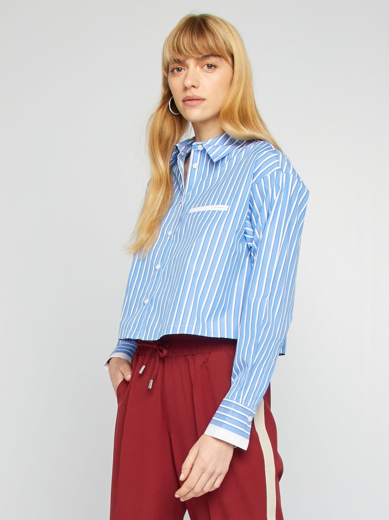 Camisa cropped de rayas AZUL - Kiabi