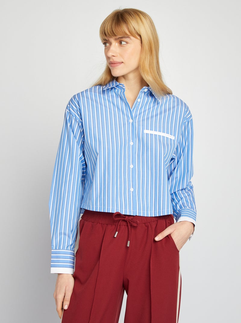 Camisa cropped de rayas AZUL - Kiabi