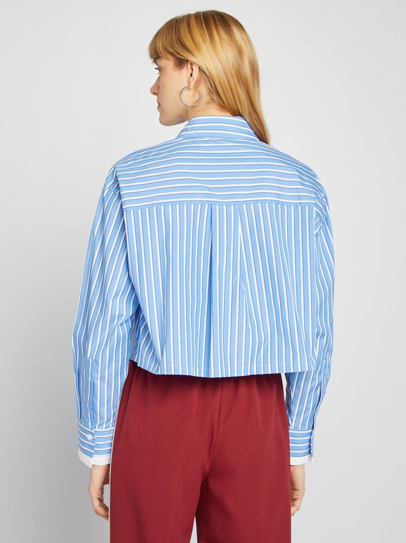 Camisa cropped de rayas AZUL - Kiabi