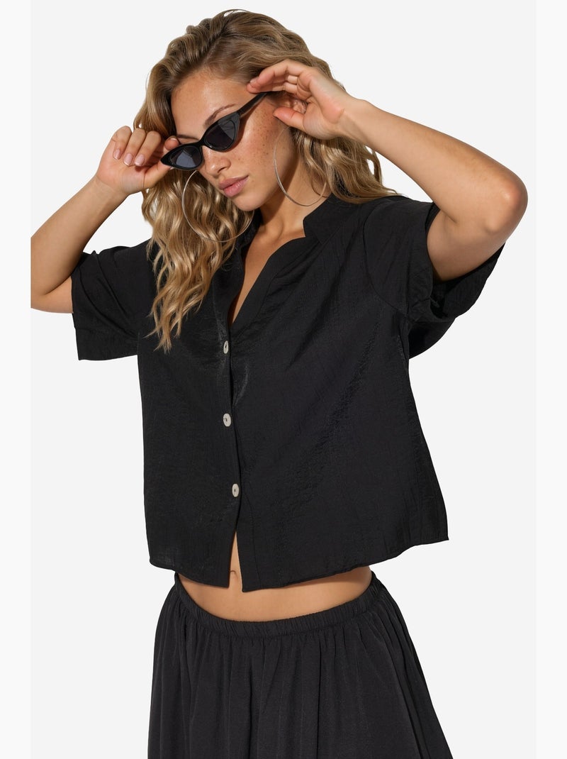 Camisa cropped relaxed de mujer busem Negro - Kiabi