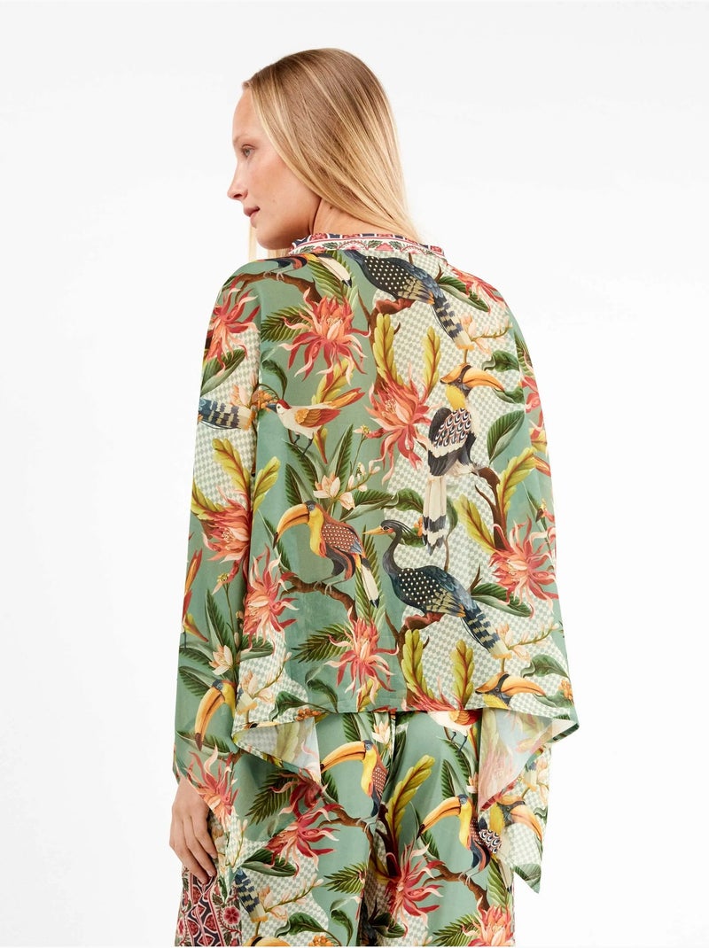 Camisa cuadrada estampada con cierre de botones, de gasa Multicolor - Kiabi