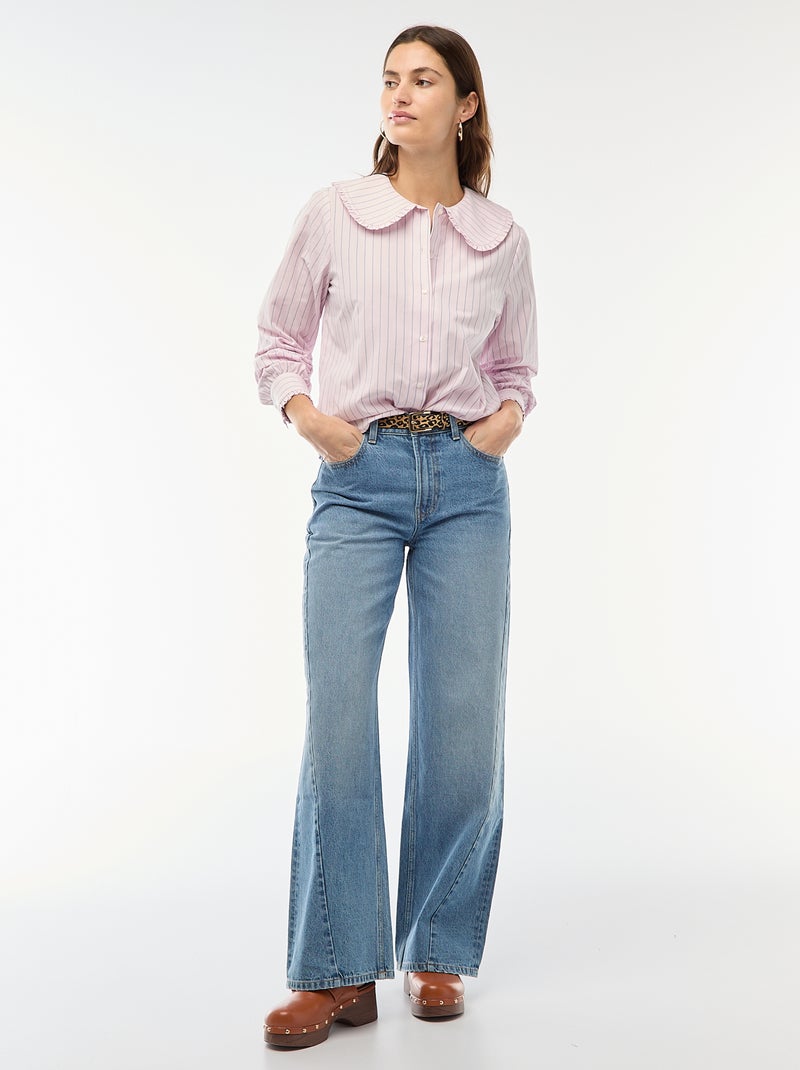 Camisa cuello Claudine Rosa - Kiabi