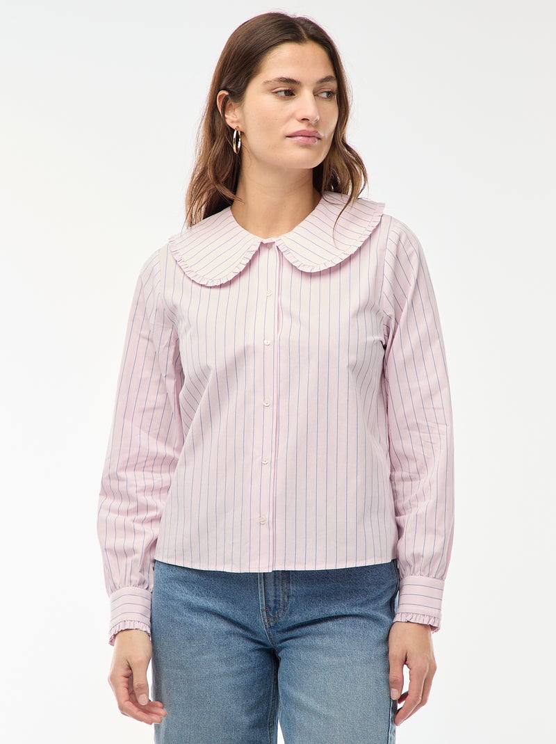 Camisa cuello Claudine Rosa - Kiabi