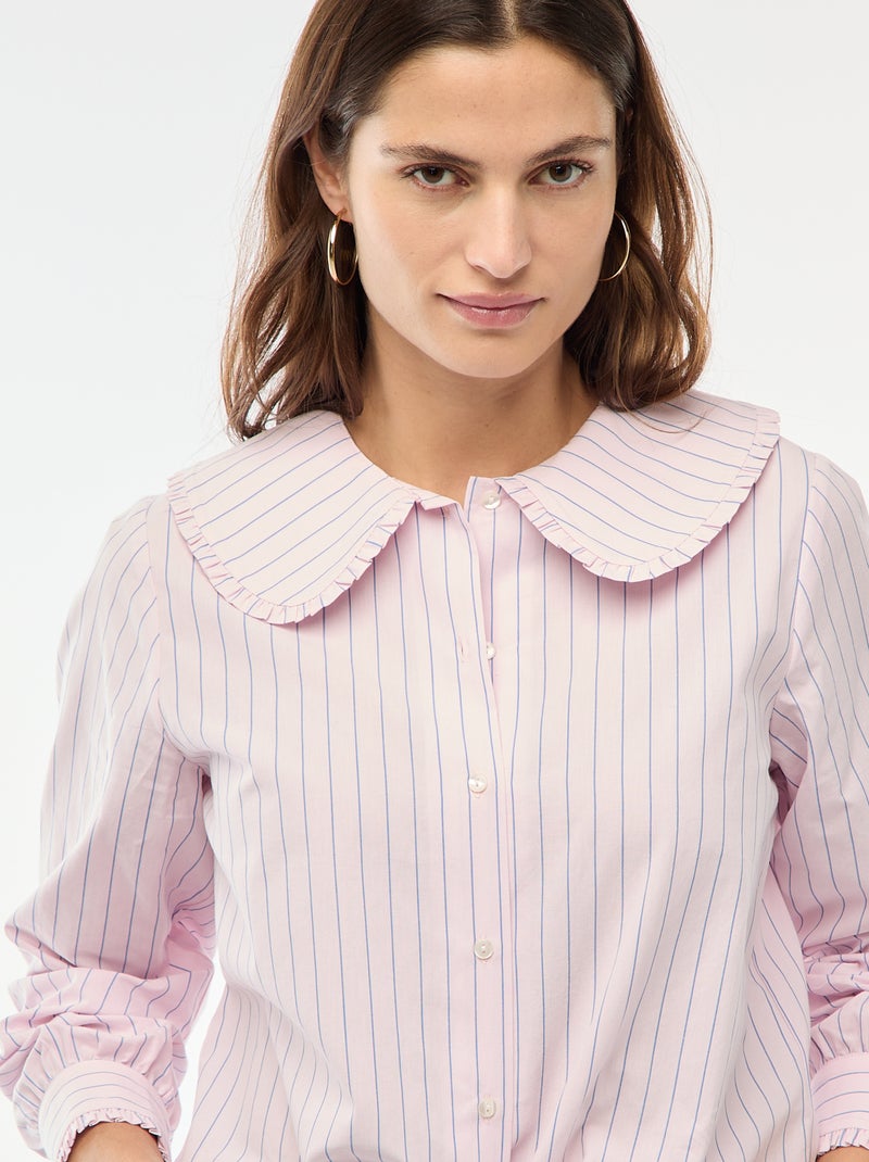 Camisa cuello Claudine Rosa - Kiabi