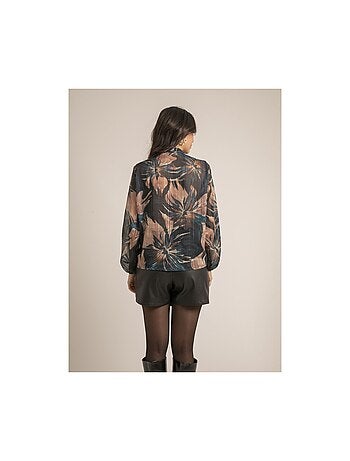 Camisa cuello lazo con motivos ORTENSE