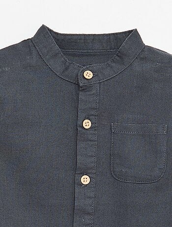 Camisa cuello mao con mangas remangables