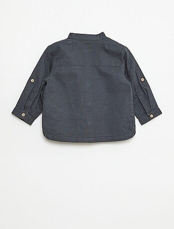 Camisa cuello mao con mangas remangables