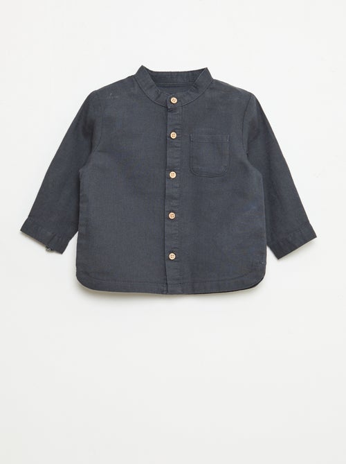 Camisa cuello mao con mangas remangables - Kiabi