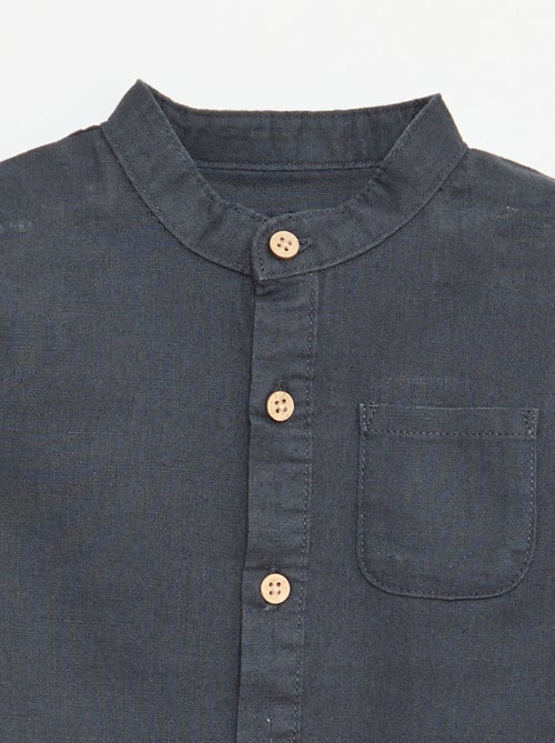 Camisa cuello mao con mangas remangables - Kiabi