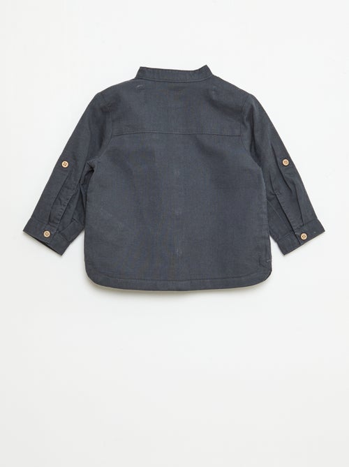 Camisa cuello mao con mangas remangables - Kiabi